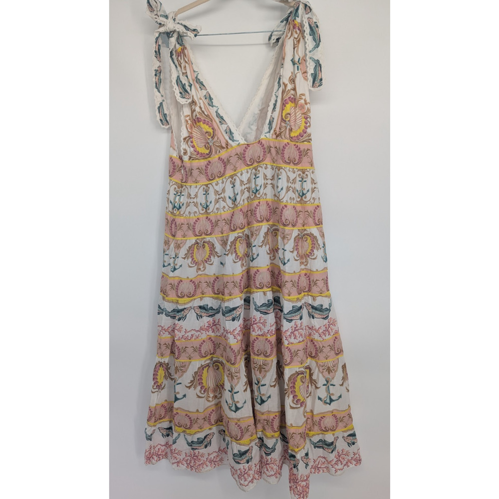 FARM Rio Cream Midi Dress with Multicolor Floral Motifs XL - Picture 6 of 11